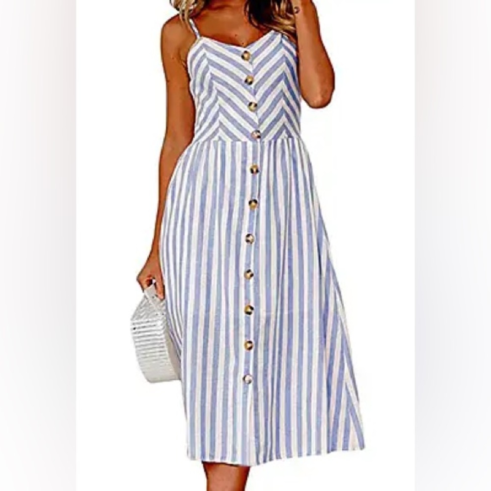 Angashion A Line Flowy Striped Dress